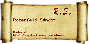 Rozenfeld Sándor névjegykártya